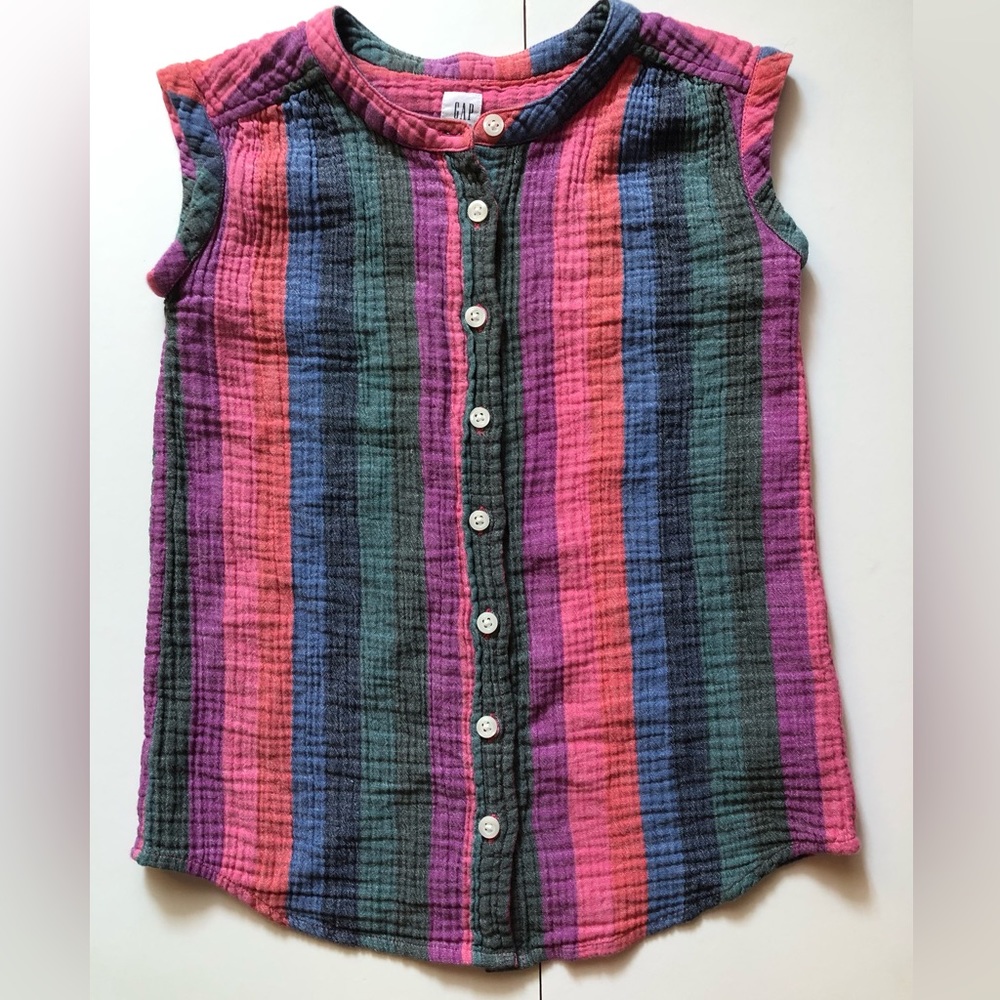 GapKids Sleeveless Button Down Cotton Blouse Size S - EUC